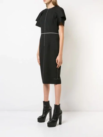 Shop Vera Wang Fitted Short Sleeve Dress In Black