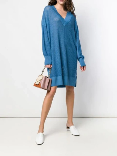 Shop Agnona Mesh Dress In Blue