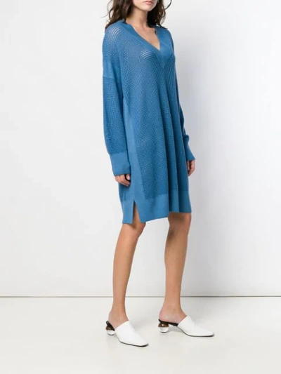 Shop Agnona Mesh Dress In Blue