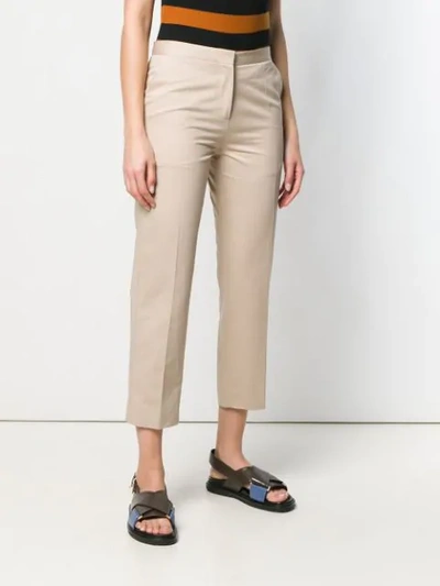 Shop Marni Cropped Trousers In Brown