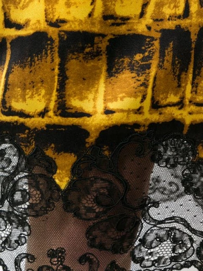 Shop Versace Crocodile Scale Print Dress - Yellow