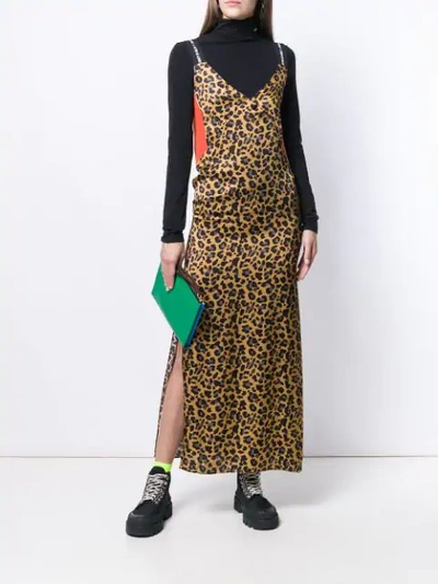 Marcelo Burlon County Of Milan Leopard-print Slip Dress In Brown