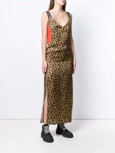 Shop Marcelo Burlon County Of Milan Leopard-print Slip Dress In Brown