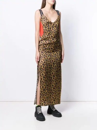 Marcelo Burlon County Of Milan Leopard-print Slip Dress In Brown