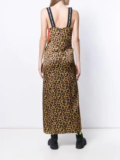 Shop Marcelo Burlon County Of Milan Leopard-print Slip Dress In Brown