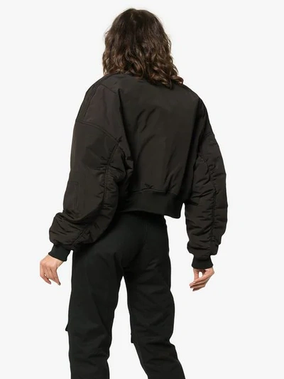 Shop Blindness Collarless Crop Bomber Jacket In Black