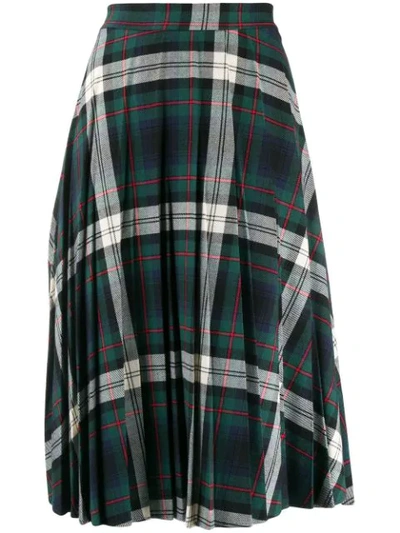 Shop Semicouture Plaid Midi Skirt In Green