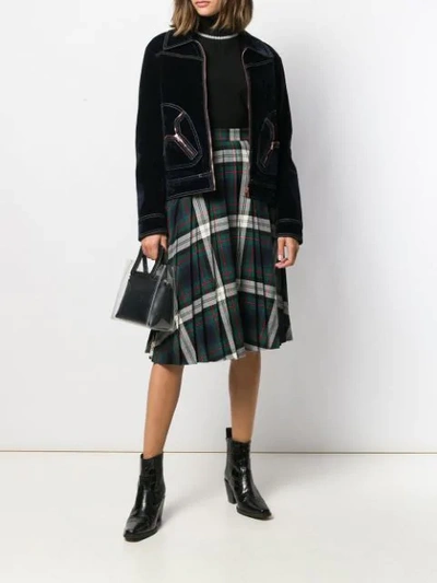 Shop Semicouture Plaid Midi Skirt In Green