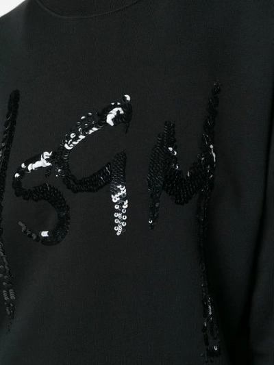 Shop Msgm Sequins Embellished Sweatshirt In Black