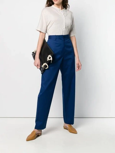 Shop Joseph High-waisted Trousers In Blue