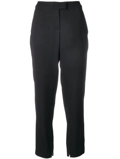 Shop Giorgio Armani High Waist Tapered Trousers - Black