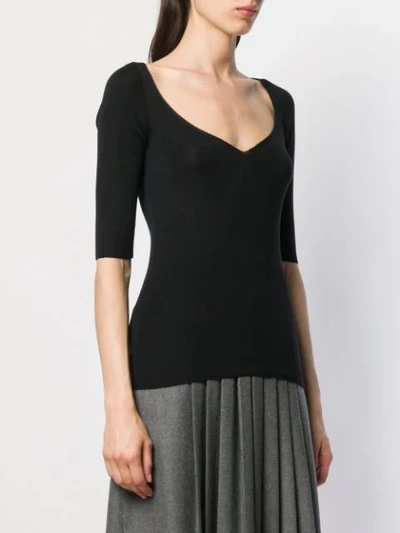 Shop Prada V-neck Knitted Top - Black