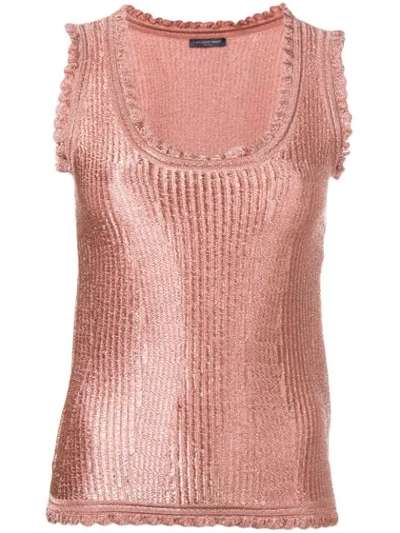 Shop Alexander Mcqueen Ruffled Ribbed Tank In Pink