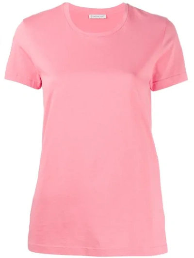 Shop Moncler Logo-patch Cotton T-shirt In Pink