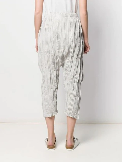 Shop Issey Miyake Crinkled Cropped Harem Trousers In Grey