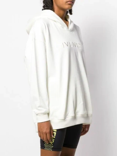 Shop Givenchy Logo Hoodie In White