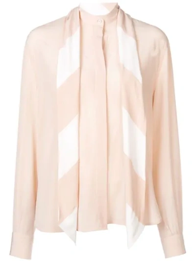 Shop Givenchy Neck-tied Long Sleeve Blouse In Neutrals