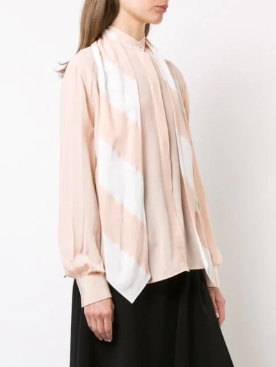 Shop Givenchy Neck-tied Long Sleeve Blouse In Neutrals