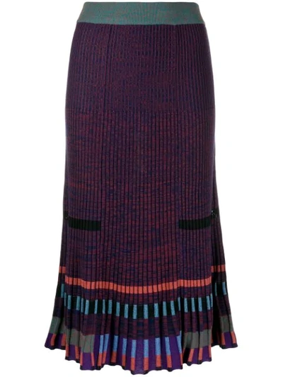 Shop Kenzo Ribbed Midi Skirt In Purple