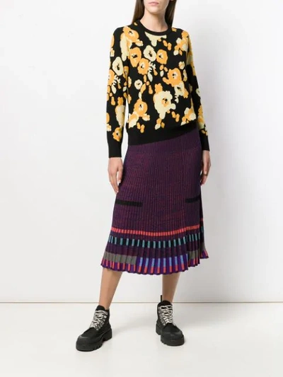 Shop Kenzo Ribbed Midi Skirt In Purple