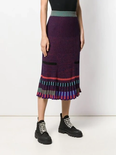 Shop Kenzo Ribbed Midi Skirt In Purple