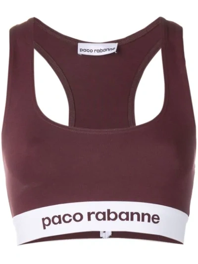 Shop Rabanne Racer Back Logo Cropped Top In Red