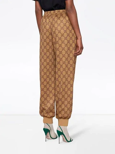 Shop Gucci Gg Technical Jersey Jogging Pant In Brown