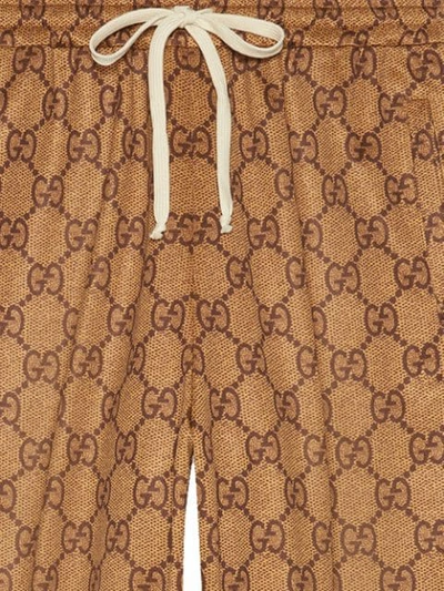 Shop Gucci Gg Technical Jersey Jogging Pant In Brown