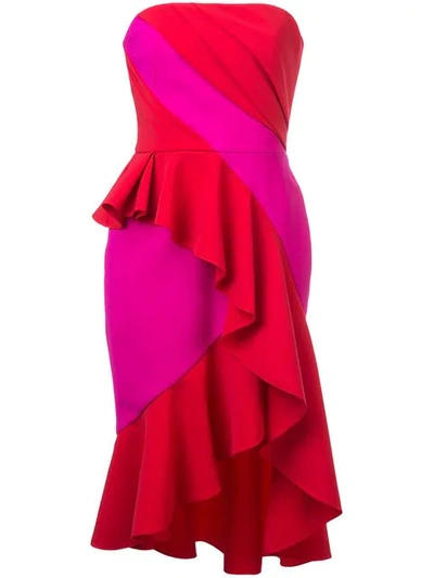 Shop Marchesa Notte Fitted Strapless Dress In Red