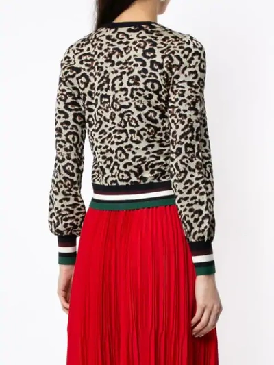 Shop Baum Und Pferdgarten Leopard Print Lurex Knit Cardigan In Brown