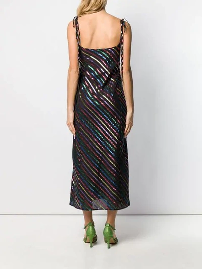 Shop Attico Striped Midi Dress In Black