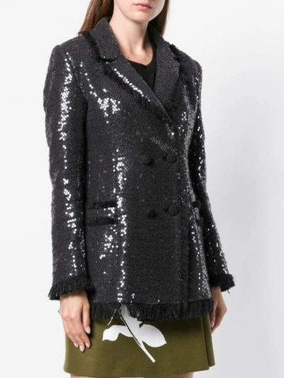 Shop Msgm Sequin Blazer In 99 - Black