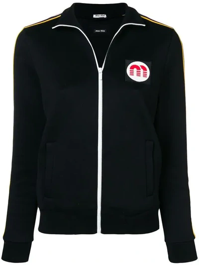 Shop Miu Miu Logo Sport Jacket In F0002 Black
