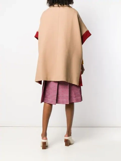 Shop Marni Trimmed Poncho In Neutrals