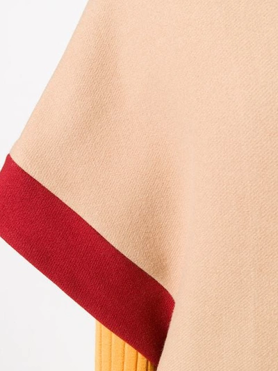 Shop Marni Trimmed Poncho In Neutrals