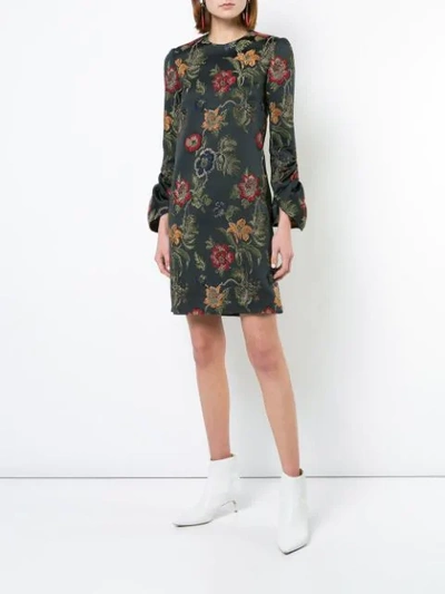 Shop Rosetta Getty Floral Print Dress In Black