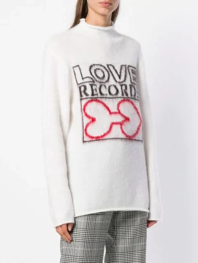 Shop Aalto Love Records Rollneck Jumper In White