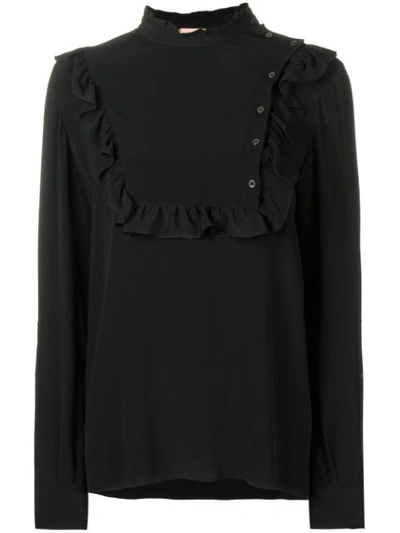 N°21 Nº21 Ruffle Trim Blouse - Black In Black