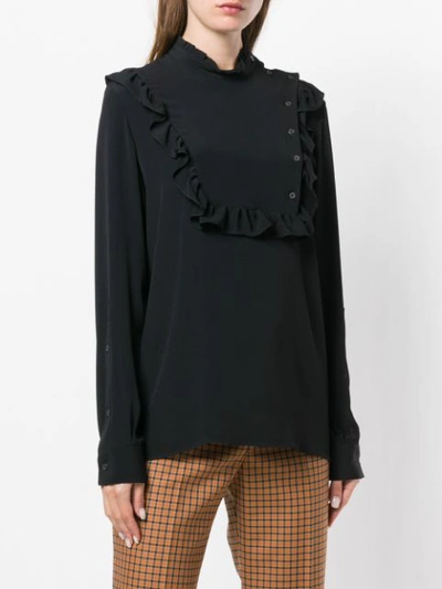 N°21 Nº21 Ruffle Trim Blouse - Black In Black