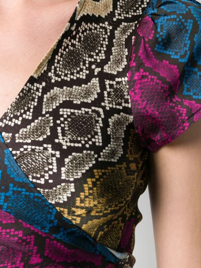Shop Andamane Snakeskin Print Wrap Dress In Pink