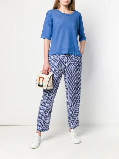 Shop Altea Geometric Print Trousers - Blue