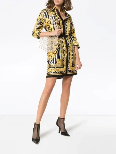 Shop Versace Baroque Shirt Dress - Yellow