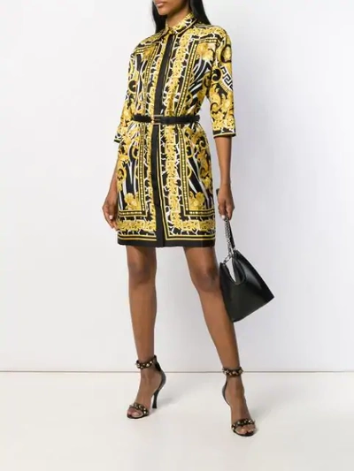 Shop Versace Baroque Shirt Dress - Yellow