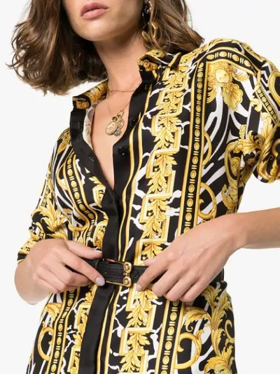 Shop Versace Baroque Shirt Dress - Yellow