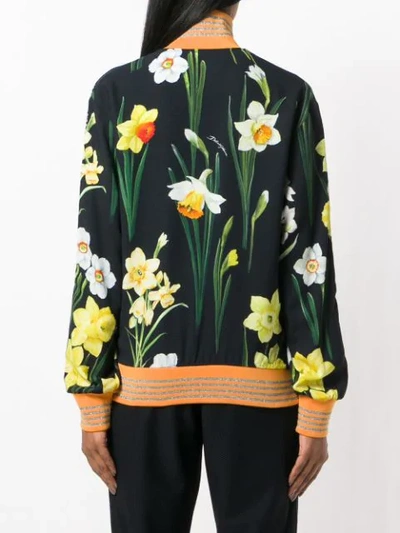 Shop Dolce & Gabbana Zipped Floral Jacket - Black