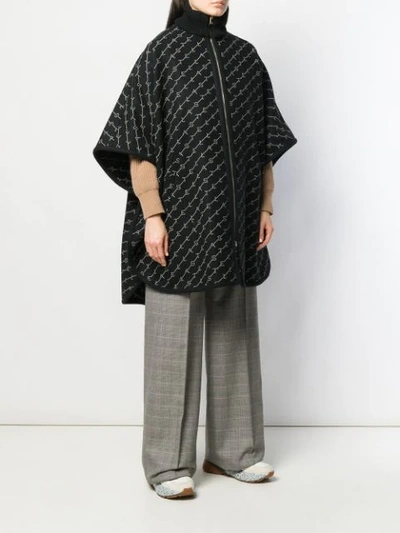 STELLA MCCARTNEY EMBROIDERED LOGO CAPE - 黑色