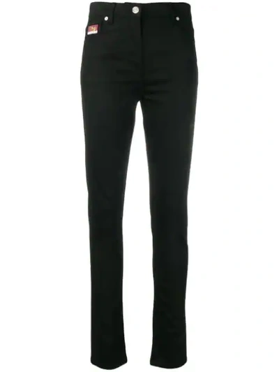 Shop Kenzo High-waisted Skinny Trousers In Black