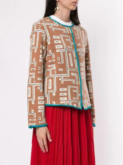 Pre-owned Fendi Graphic Print Cardigan In Brown