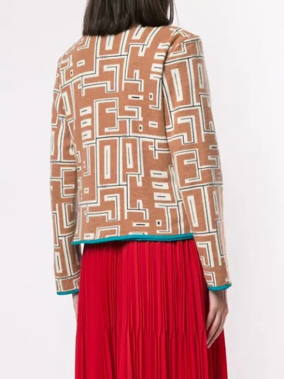 Pre-owned Fendi Graphic Print Cardigan In Brown