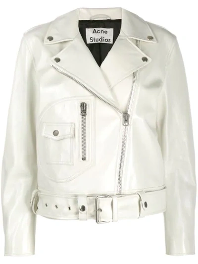 Shop Acne Studios Relaxed Fit Biker Jacket In White